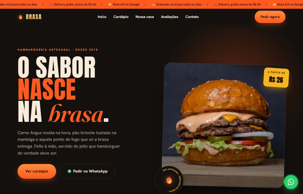 Site da hamburgueria BRASA