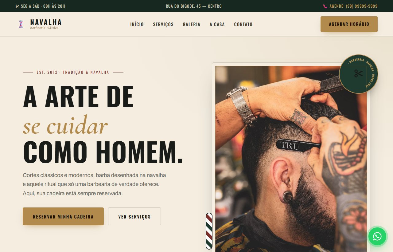 Site da barbearia NAVALHA