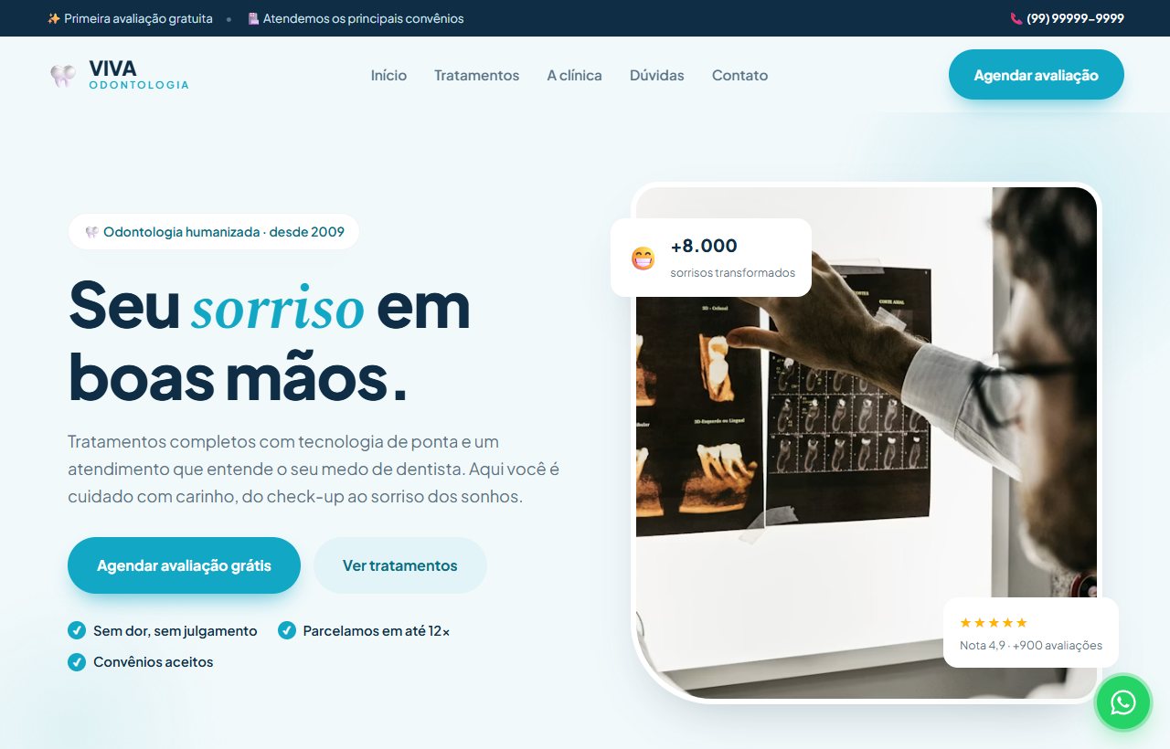 Site da clínica VIVA Odontologia