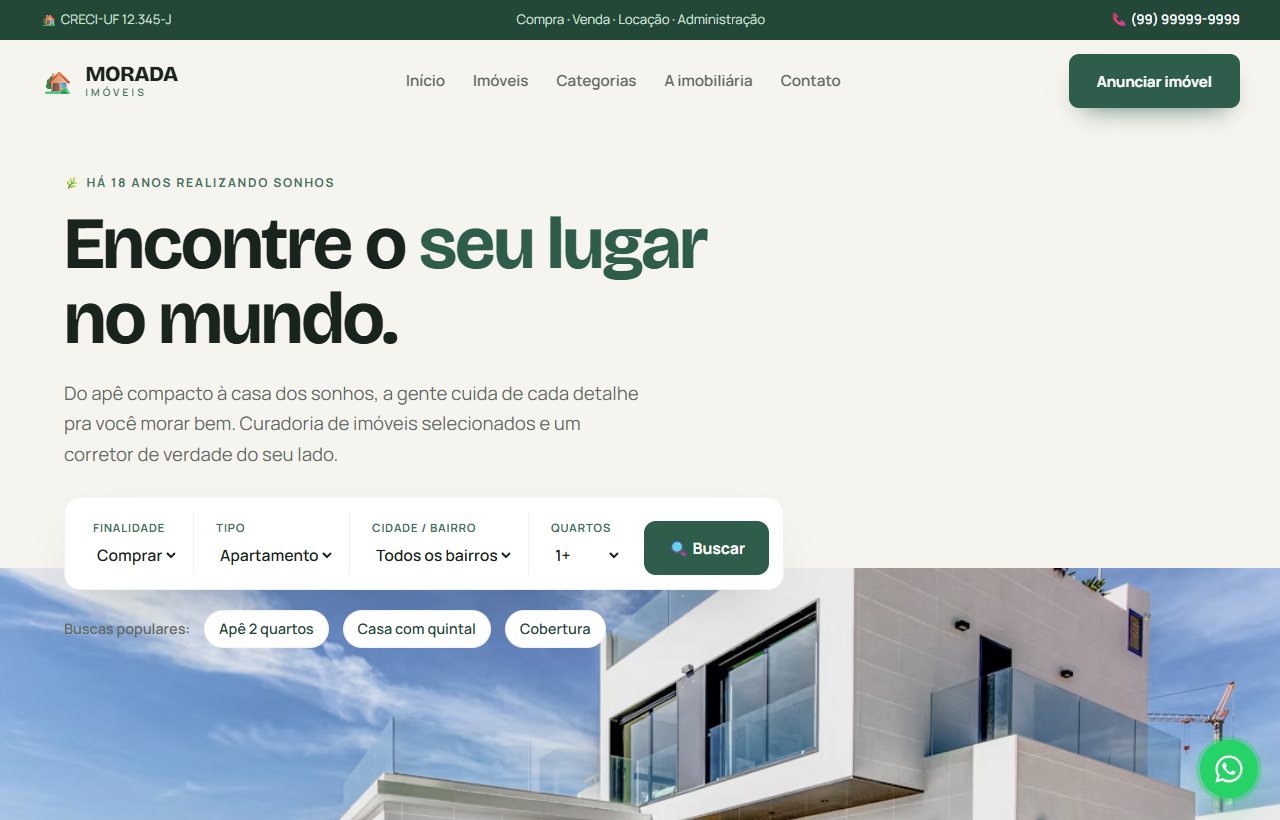 Site da imobiliária MORADA