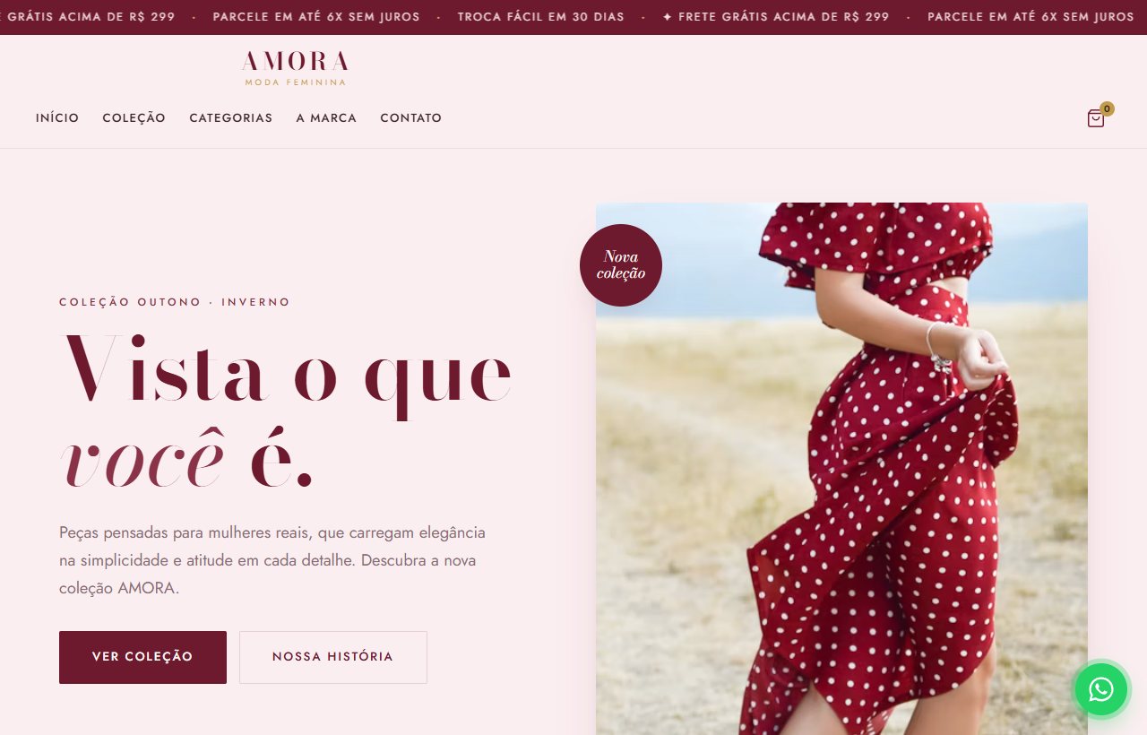 Site da boutique AMORA
