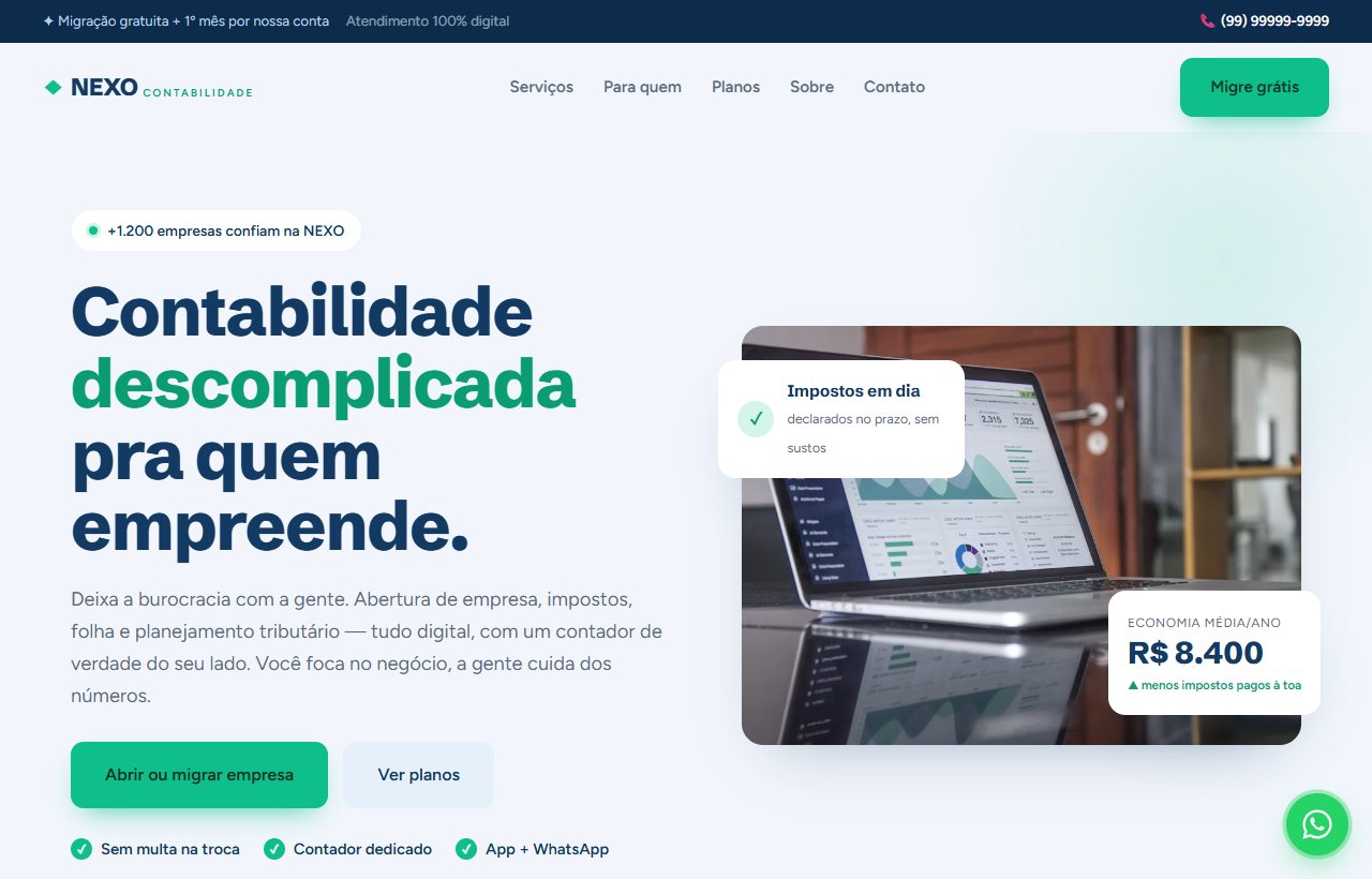 Site da NEXO Contabilidade